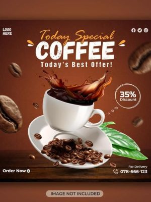 Coffee shop social media promotional banner or instagram post design templte _ Premium PSD